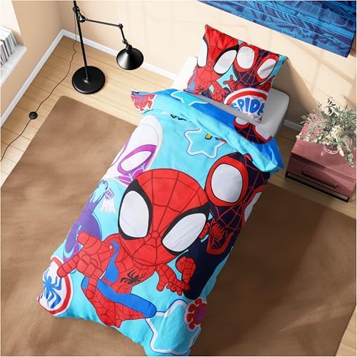 Marvel Spiderman Duvet Cover and Pillowcase Set Blue Spidey