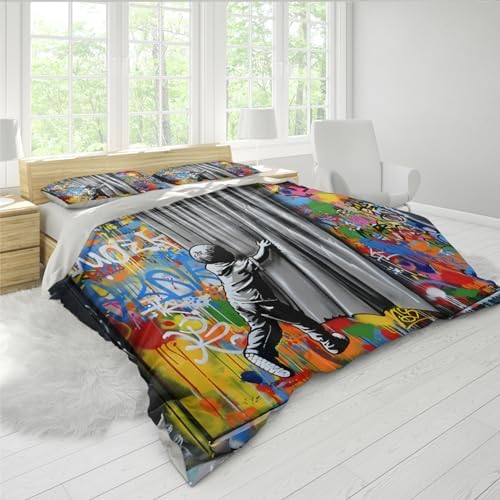 MUKULING Duvet Cover Set 3 Pieces Graffiti Style