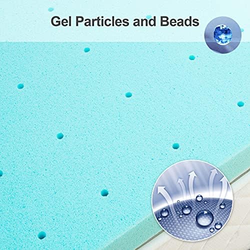 BedsPick 2 Inch Gel Memory Foam Twin XL Mattress Topper Blue