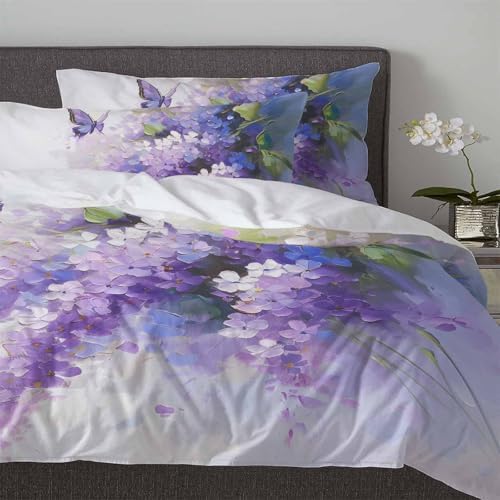 Sabolny Purple Lavender Butterfly Cal King Duvet Cover Set
