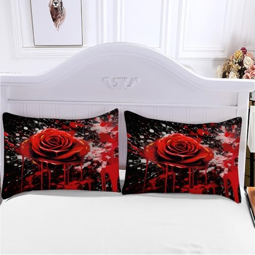 BAFABUI Red Rose California King Comforter Cover Set