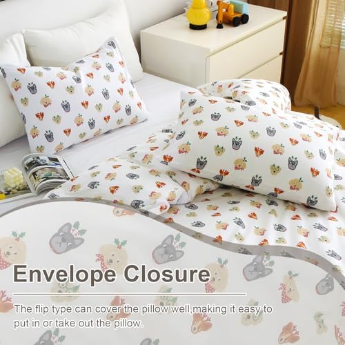 Ivellow Twin Duvet Cover with Cartoon Animal Print