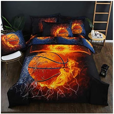 3D Sports Fire Basketball Bedding Set for Teen Boys