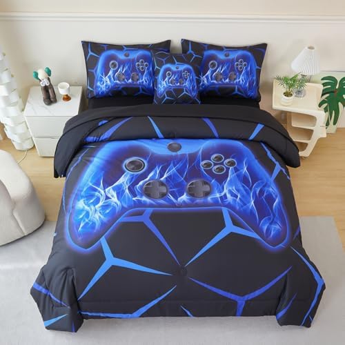 ZSYAYAHA 6 Piece Gamer Bed in a Bag Set for Kids