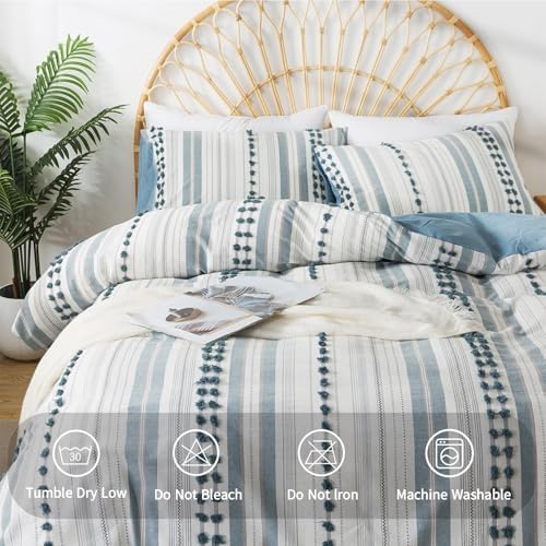 La Sheer Cal King Duvet Cover Set - Tufted Dots Boho Chic Bedding