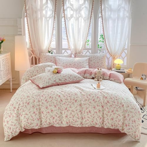 VM VOUGEMARKET Girls Pink Flower Duvet Set Twin