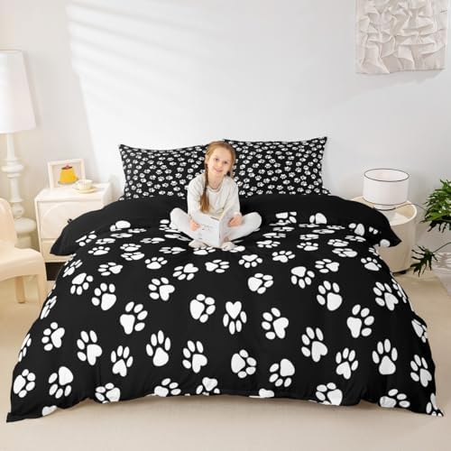 Homewish Dog Paw Print Twin Duvet Cover Set