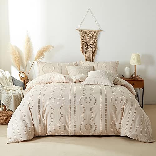 CinYana Boho Duvet Cover Set 5 Piece Shabby Chic King Size