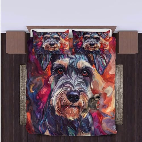 Standard Schnauzer 3D Print Duvet Cover Set for Kids