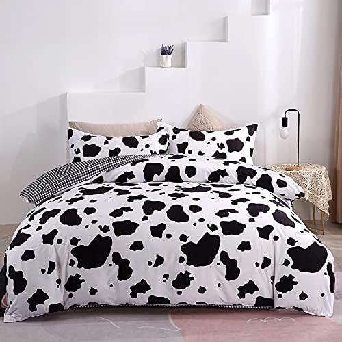 Mengersi Cow Print Duvet Cover Set Full Size Reversible Kids Bedding