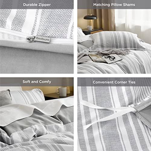 Bedsure Kids Striped Duvet Cover Set with Zipper