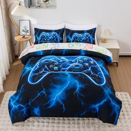 Gamer Comforter Set for Boys 3D Game Controller Design Twin Bedding