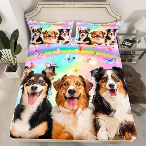 Feelyou Cute Dog Bed Sheet Set for Kids Boys Girls Brown