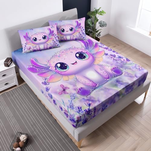Cute Axolotl Bed Fitted Sheet Set for Kids