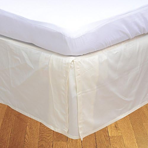 Box Pleated Bed Skirt Elastic Ivory Twin