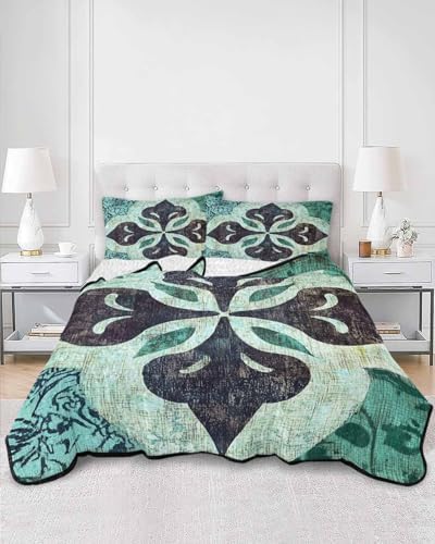 Stongaro Retro Abstract Quilt Comforter Set 3 Pieces Twin XL