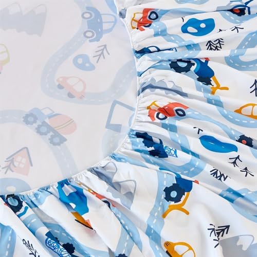 RYNGHIPY Kids Full Bed Sheet Set Cars Print for Boys