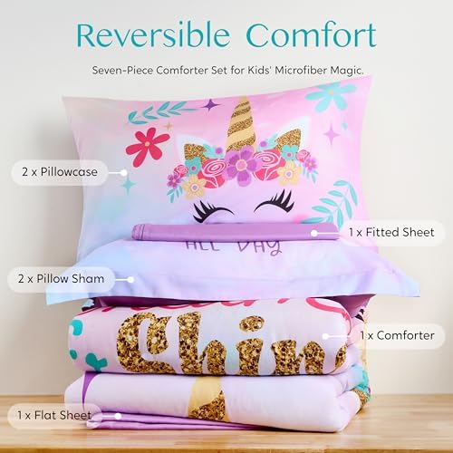 Joiedomi Kid Unicorn Comforter Set 7 Piece