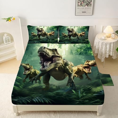 VTKON Dinosaur Bed Sheets Queen Set for Kids