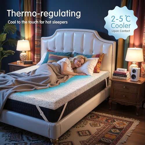 CHUN YI Cooling Mattress Topper Queen 4 Inch