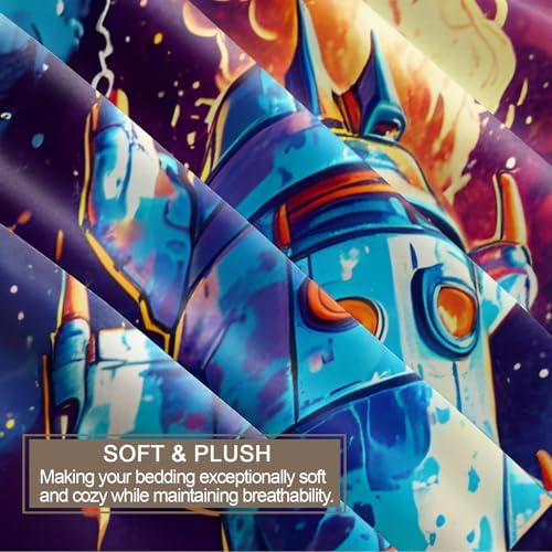 Space Rocket Kids Duvet Cover Set Twin Size