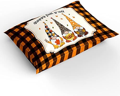 LooPoP Orange Plaid Duvet Cover Set 3 PCS California King