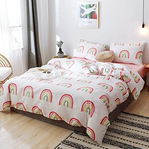 AMWAN Rainbow Duvet Cover Set Queen Kids