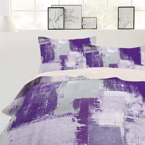 ZOE GARDEN Purple Abstract Cal King Duvet Cover Set