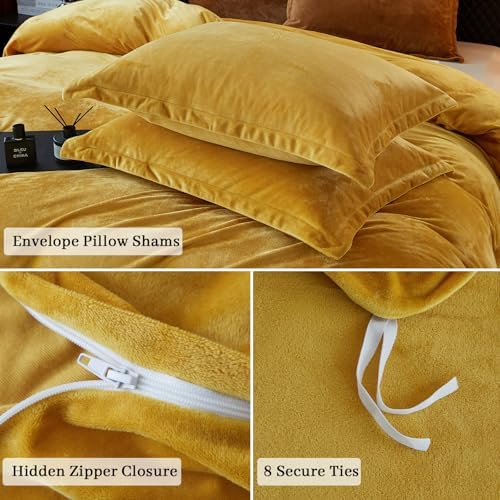 PHF Velvet Duvet Cover Set 3pcs King Size with 8 Ties