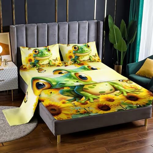 Cartoon Green Frog Sheet Set 4Pcs Kids Bedding