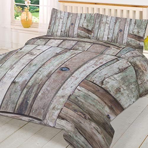 LooPoP 3PC Comforter Set White Wooden Barn Door Farmhouse Style