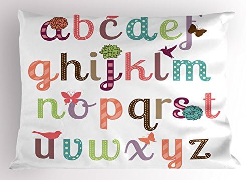 Ambesonne Letters Pillow Sham - 30x20 Multicolor