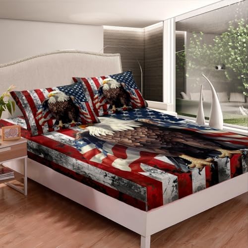 Feelyou American Flag Kids Bedding Set with Wild Animal Eagle Print