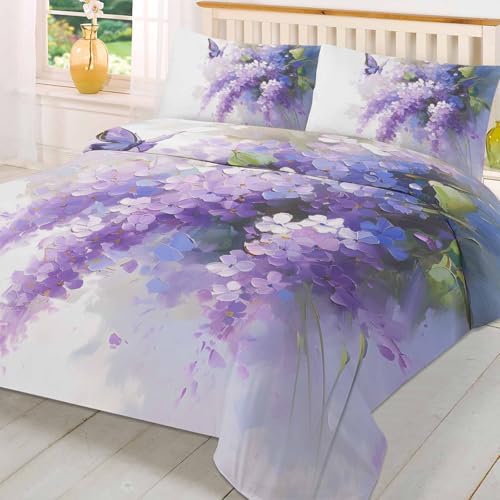 Sabolny Purple Lavender Butterfly Cal King Duvet Cover Set