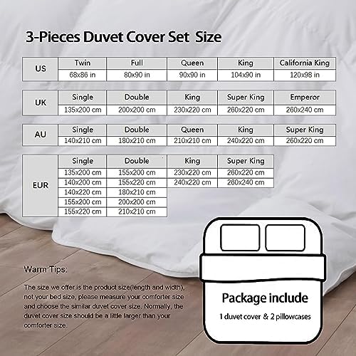 MUKULING Gradient Color Duvet Cover Set 3 Pieces