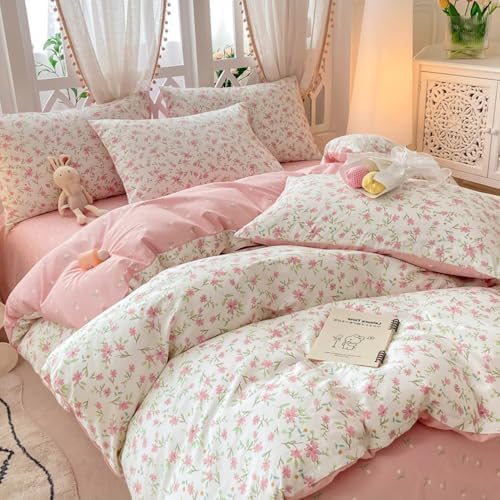 VM VOUGEMARKET Girls Pink Flower Duvet Set Twin