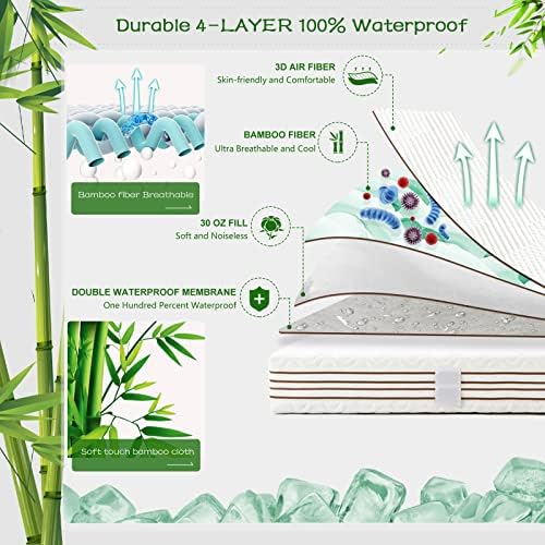 GRT Rayon Bamboo Waterproof Mattress Protector Cal King