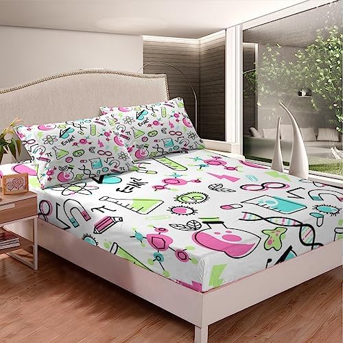 Erosebridal Science Theme Twin Fitted Sheet Set