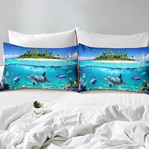 Feelyou Dolphin Bed Sheet Set Kids Ocean Animal Decor