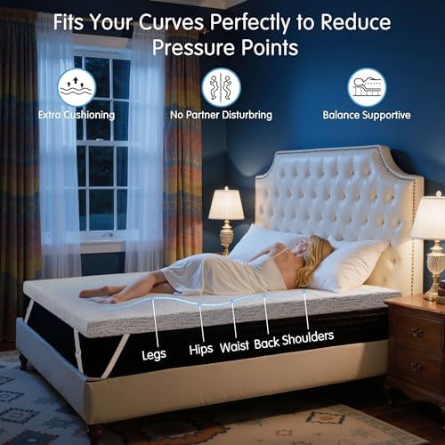CHUN YI Cooling Mattress Topper Queen 4 Inch