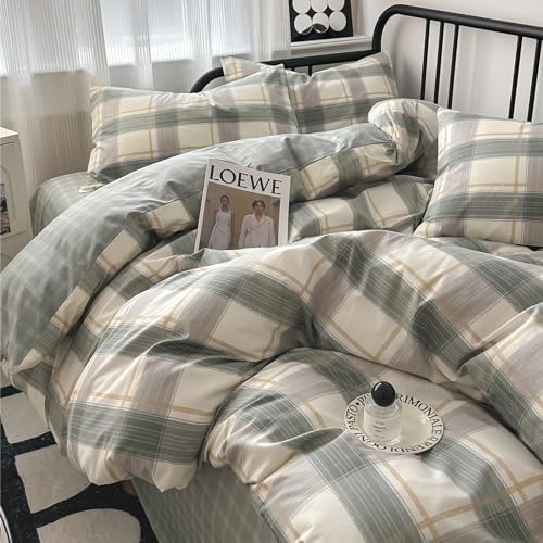 VM VOUGEMARKET Plaid Duvet Cover Set King with Zipper