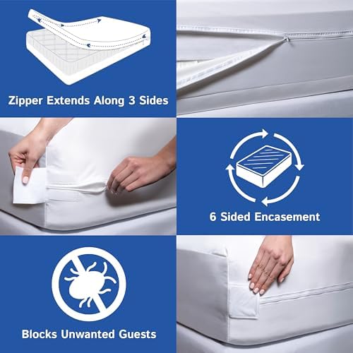 Full Size Mattress Encasement Waterproof Zippered Bedbug Protector