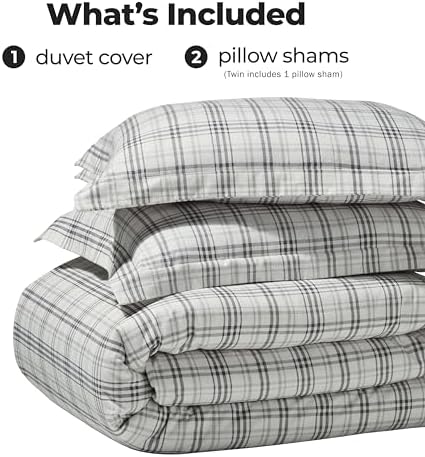 Superior Plaid Flannel Duvet Set Charcoal KingCalifornia King 1