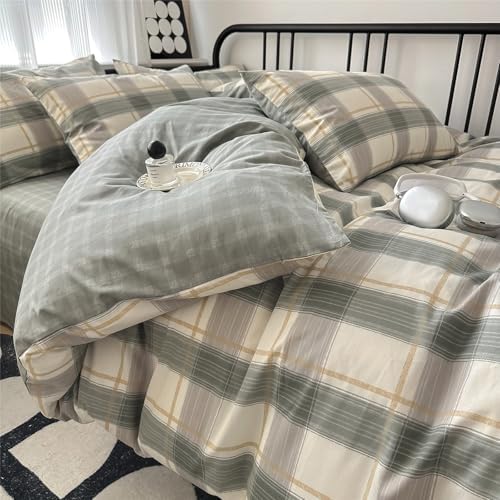 VM VOUGEMARKET Plaid Duvet Cover Set King with Zipper