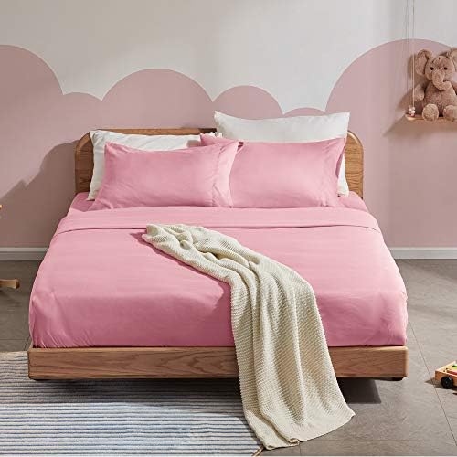 SLEEP ZONE Kids Queen Bed Sheet Set 4-Piece - Ballet Pink