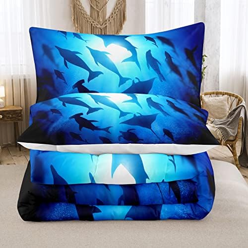 NINENINE Shark Bedding Set Queen Size for Kids Teens