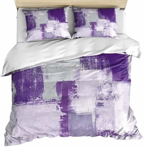 ZOE GARDEN Purple Abstract Cal King Duvet Cover Set