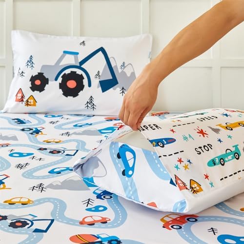 RYNGHIPY Kids Full Bed Sheet Set Cars Print for Boys