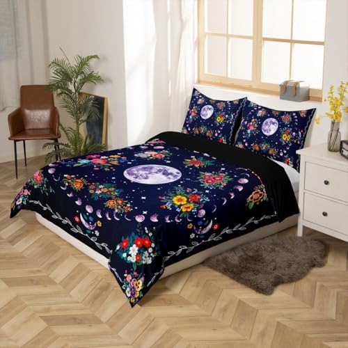 Manfei Sun and Moon Kids Duvet Cover Set Queen Size