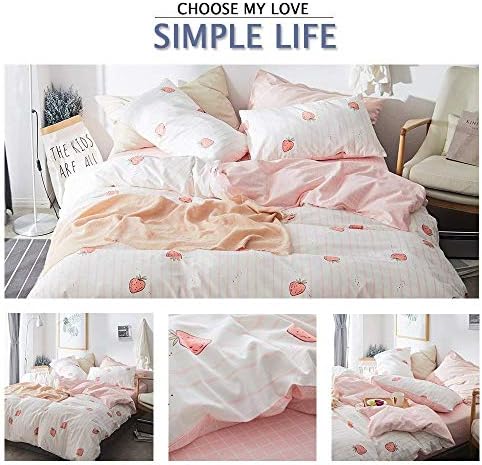 LifeTB Kawaii Pink Strawberry Duvet Cover Set 4 PCS